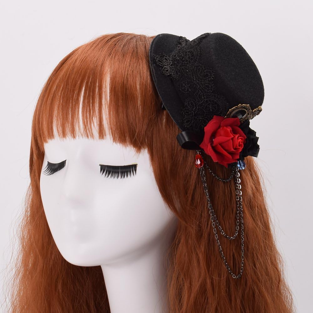 GRACEART Steampunk Mini Top Hat Headwear Small Victorian Halloween Headdress Accessory - Image 3