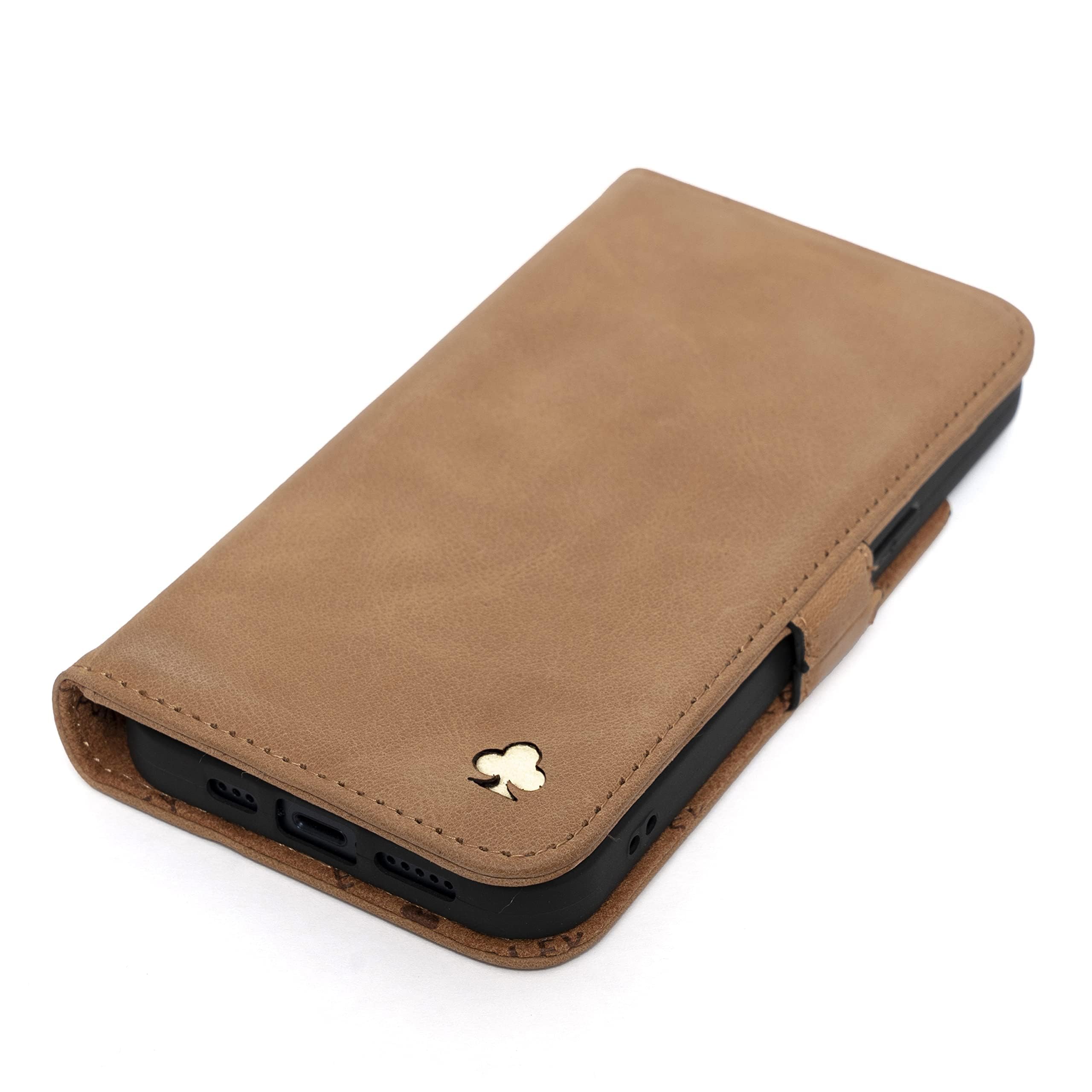 PORTER RILEY - Leather Case for Google Pixel 9 Pro XL. Premium Genuine Leather Stand Case/Wallet/Cover (Tan)