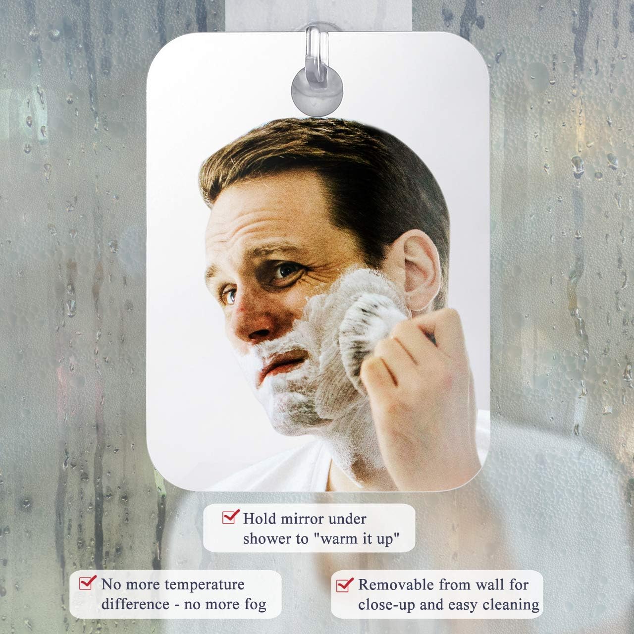 CozyCabin Anti-Fog Shower Mirror, Portable Fogless Shaving Mirror for Bathroom -