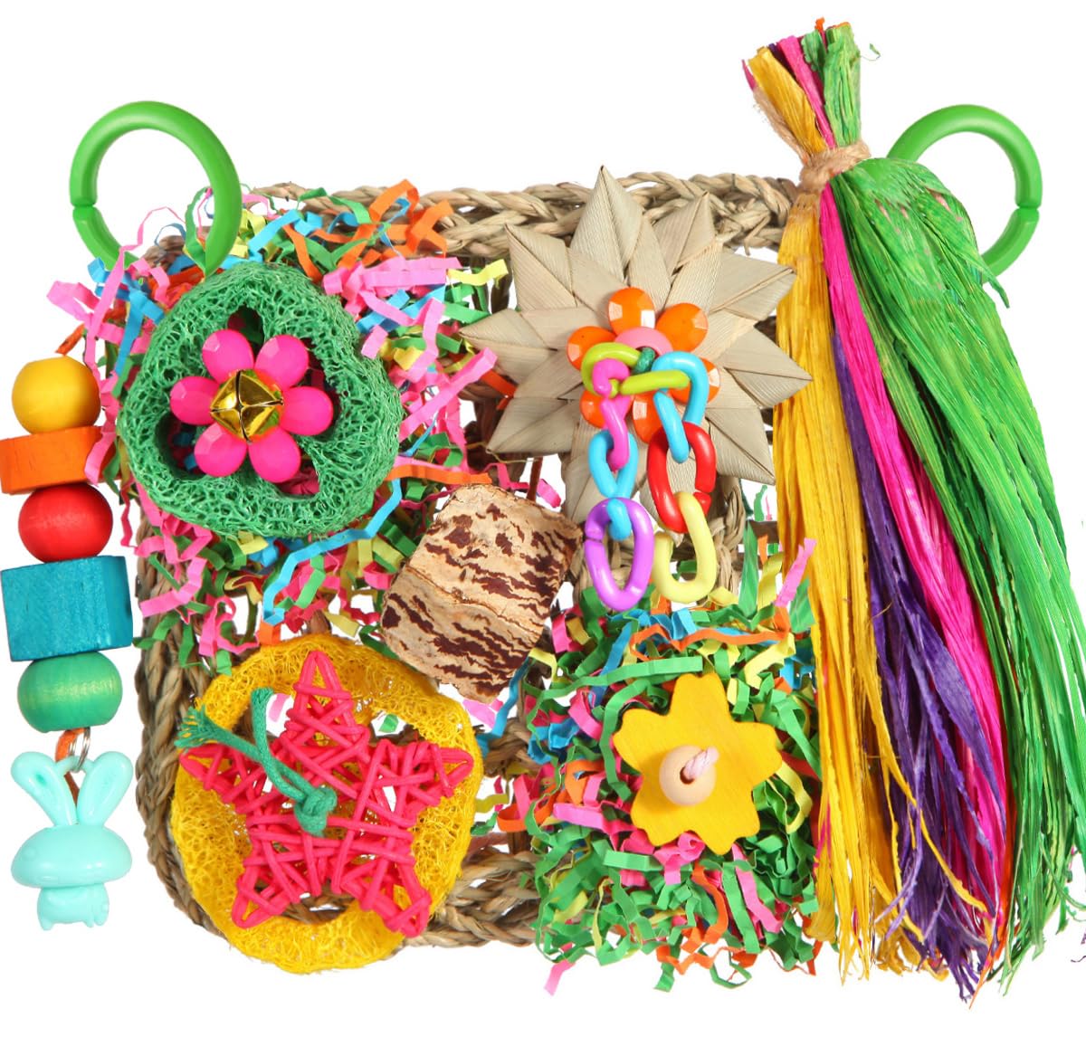 YIXUND Bird Toy, Parakeet Toy, Bird Feeder Toy, Grass Mat, Climbing Wall for Parakeets, Parrots, Cockatiels, Parakeets, Budgies, Cage for Small to Medium Birds