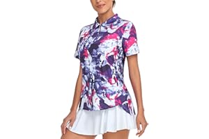Tanst Sky Women's Golf Polo Shirts Short Sleeve Quarter Zip Pullover Moisture Wicking Workout Tops