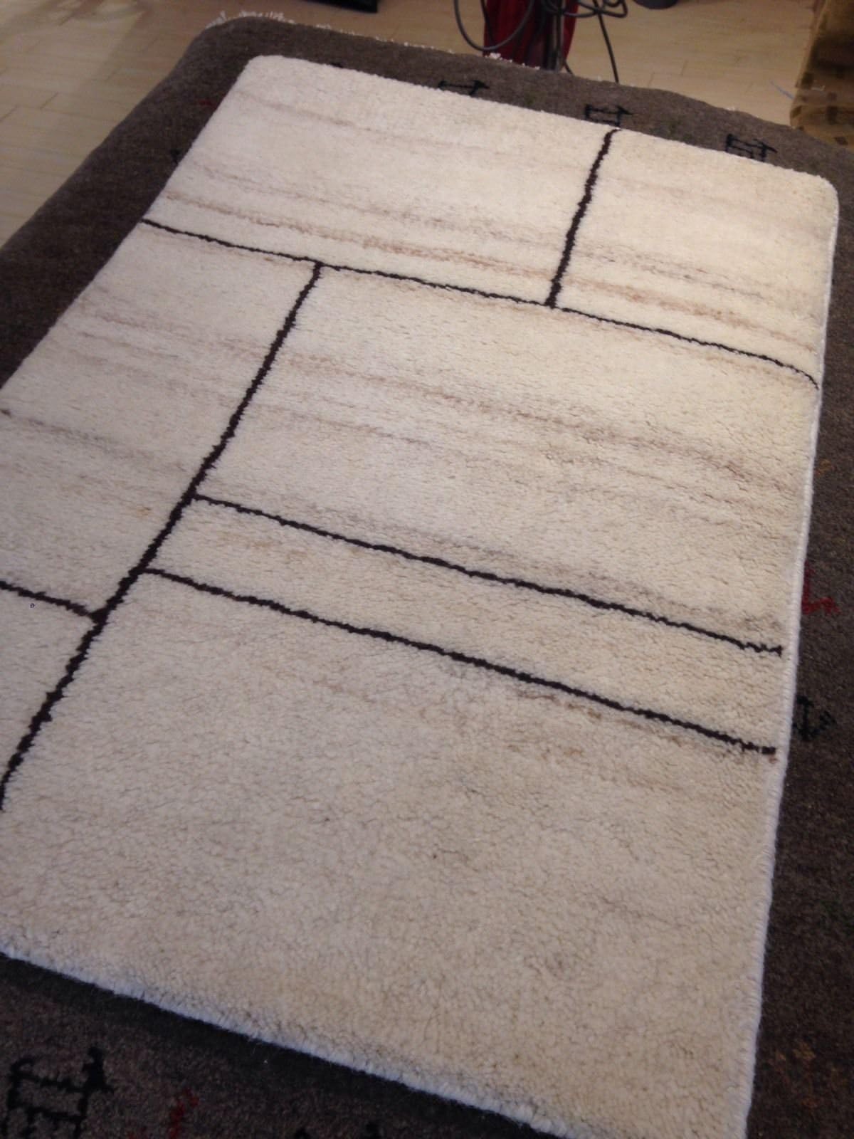 Beni Ourain Moroccan Area Rug 2' X 3' hand knotted Rug White /brow New Soft pile