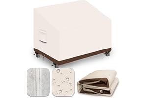 CNCZMH Heavy Duty Patio Sofa Covers Waterproof, Outdoor 3-Seater Couch Cover Waterproof, 600D Outdoor 2-Seater Loveseat Furniture Covers with Air Vent Handle 48''W x 28''D x 24''H/ 35''H Beige Brown