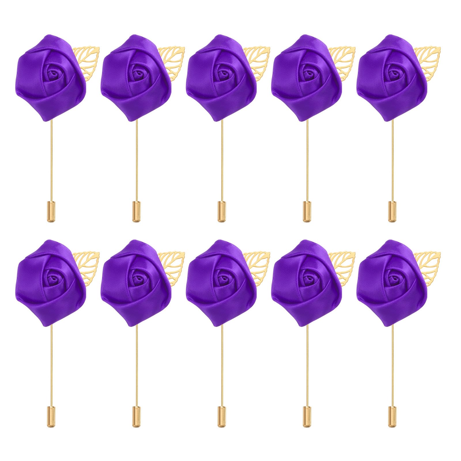 PATIKIL Rose Boutonnieres, 24 Pack Dark Purple Polyester Lapel Pins for Men Wedding Ceremony Party Prom