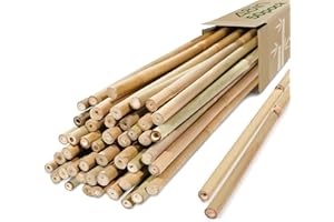 Cambaverd Bamboo Stakes, 50 Pack Bamboo Stakes 4ft, Natural Garden Stakes for Tomatoes and Climbing Plant Support, Sturdy Bamboo Sticks for Plants