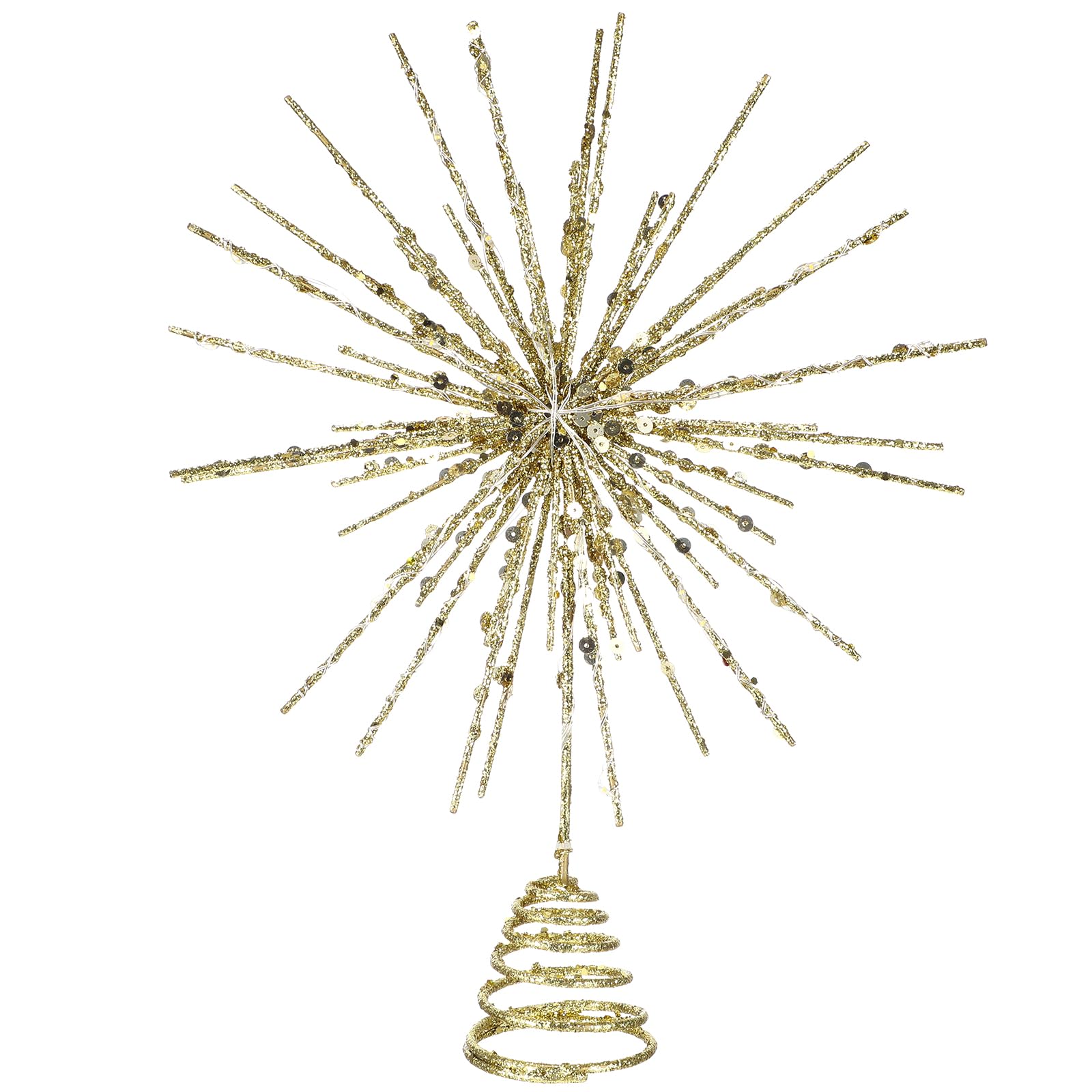 Photo 1 of Sonwyoung Large Christmas Starburst Tree Topper with 20 LED Lights Glitter Christmas Star Tree Topper Sparkle Lighted Xmas Treetop Ornament for Party Decoration(Gold,13 Inch,Burst)