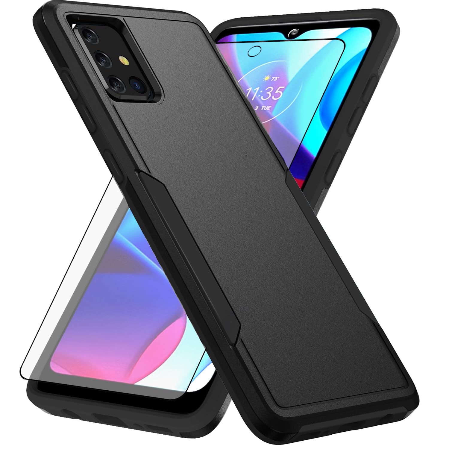 Photo 1 of Asuwish Phone Case for Samsung Galaxy A51 5G/A 51 5G UW Verizon with Tempered Glass Screen Protector Cover and Slim Thin Hybrid Full Body Protective Mobile Cell Accessories 51A G5 S51 Women Men Black