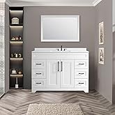 TONYRENA 48" Luxurious Bathroom Vanity with White Stone Countertop and Rectangle Sink and Back Splash,2 Soft Closing Doors & 