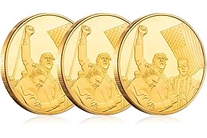 YVHUSK Donald Trump Assassinated Coins 2024 Shooting Collection Medal Trump Fighting for America Collectible Coin (3 Pieces Gold-Gold)