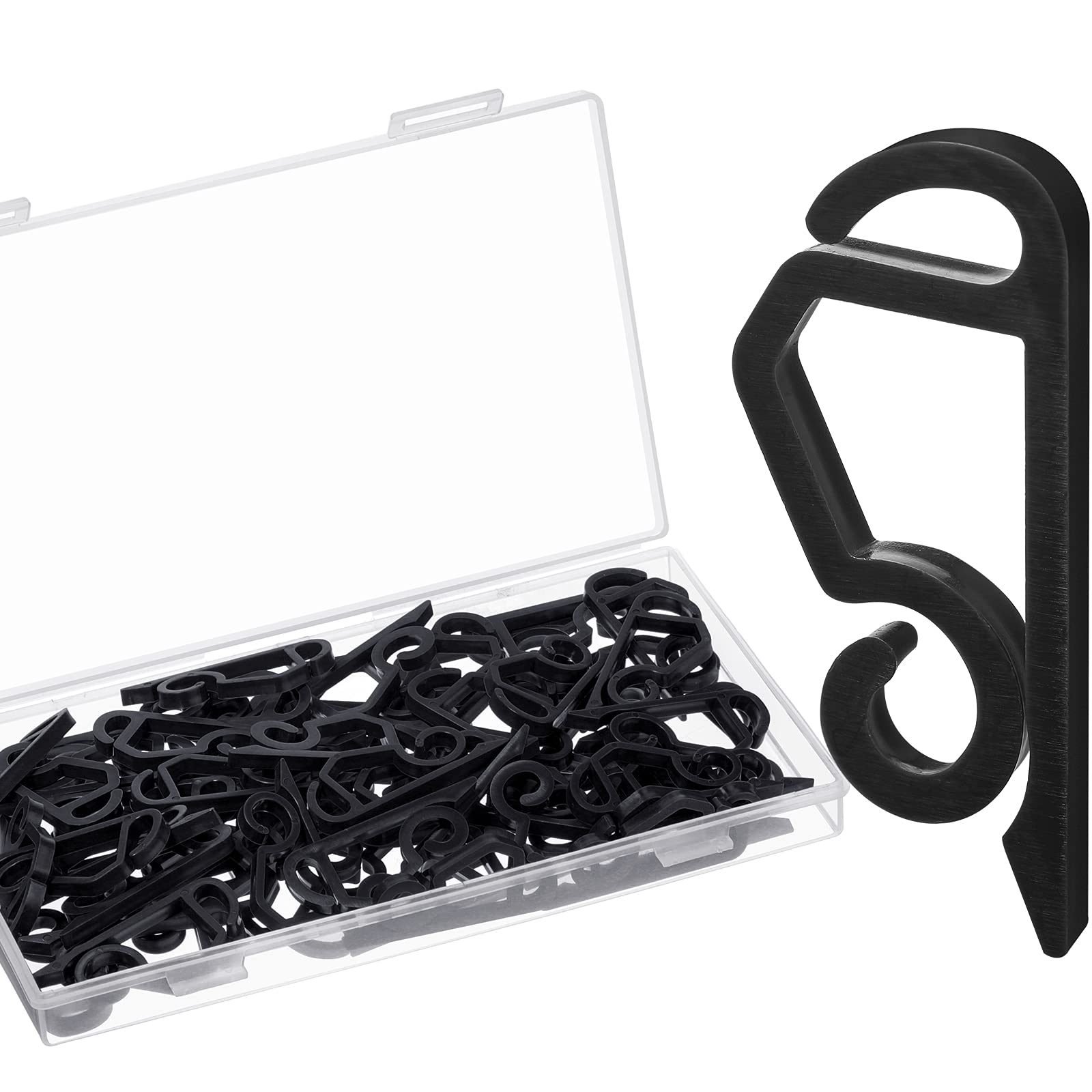 Christmas Light Clip Outdoor Gutter Hook Weatherproof Outdoor Light Clip Holiday Light Clip for Christmas Decoration String Light (60, Black)