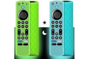 Pinowu Silicone Remote Case (2pcs) for Fire TV Stick 4K Max/Insignia/Pioneer/Omni Series Fire TV Alexa Voice Remote Enhanced w/Lanyard (Green and Turquoise, Both Glow)