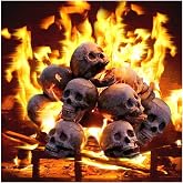 2022 New Terrifying Human Skull Fire Pit, Fireproof Imitated Human Skull Ceramic, Durable Reusable Fire Pit Skulls, Halloween Skulls Shaped Fire Stones for Fire Pits Bonfire Campfire Fireplaces (1PCS)