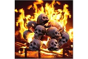 YTCPMHEA 2022 New Terrifying Human Skull Fire Pit, Fireproof Imitated Human Skull Ceramic, Durable Reusable Fire Pit Skulls, Halloween Skulls Shaped Fire Stones for Fire Pits Bonfire Campfire Fireplaces (6PCS)