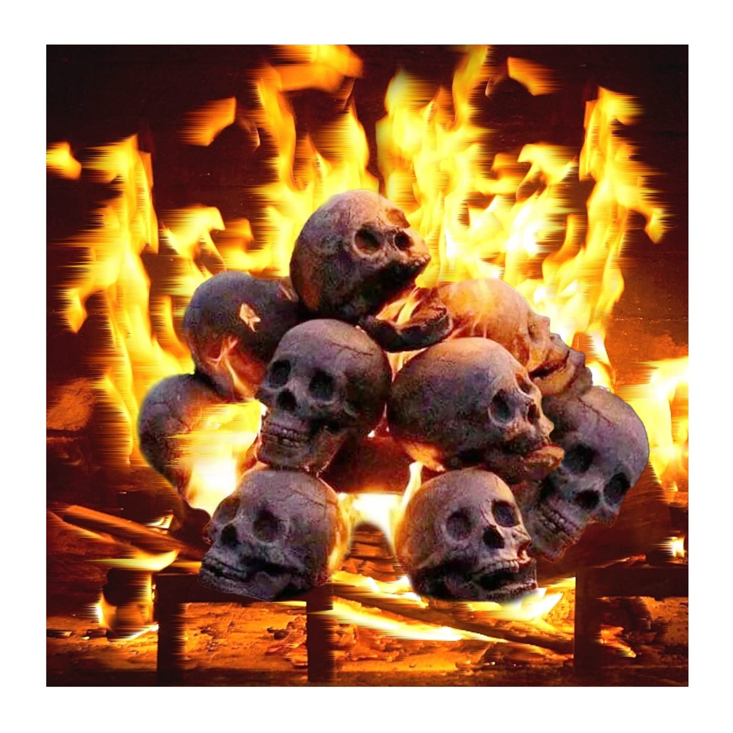 Photo 1 of 2022 New Terrifying Human Skull Fire Pit, Fireproof Imitated Human Skull Ceramic, Durable Reusable Fire Pit Skulls, Halloween Skulls Shaped Fire Stones for Fire Pits Bonfire Campfire Fireplaces (6PCS)
