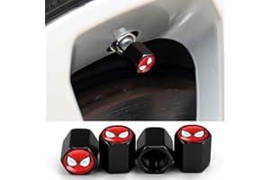 Revparts Avenue Tire Valve Caps | 4 Pcs Black Spider Man Universal Tire Stem Caps | Metal Wheel Car Air Caps Cover Dust Caps