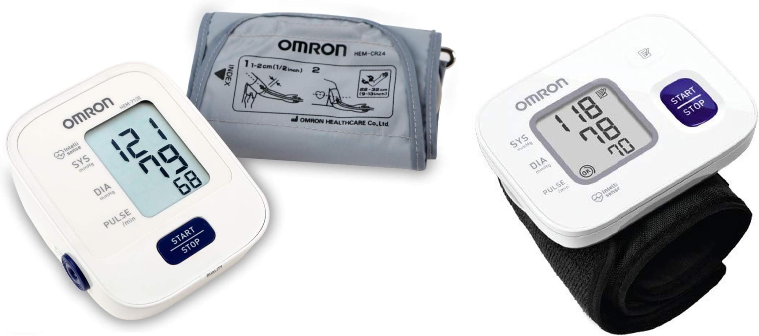 Omron Hem 7120 Fully Automatic Digital Blood Pressure Monitor With Intellisense Technology & Omron Hem 6161 Fully Automatic Wrist Blood Pressure Monitor With Intellisense Technology.