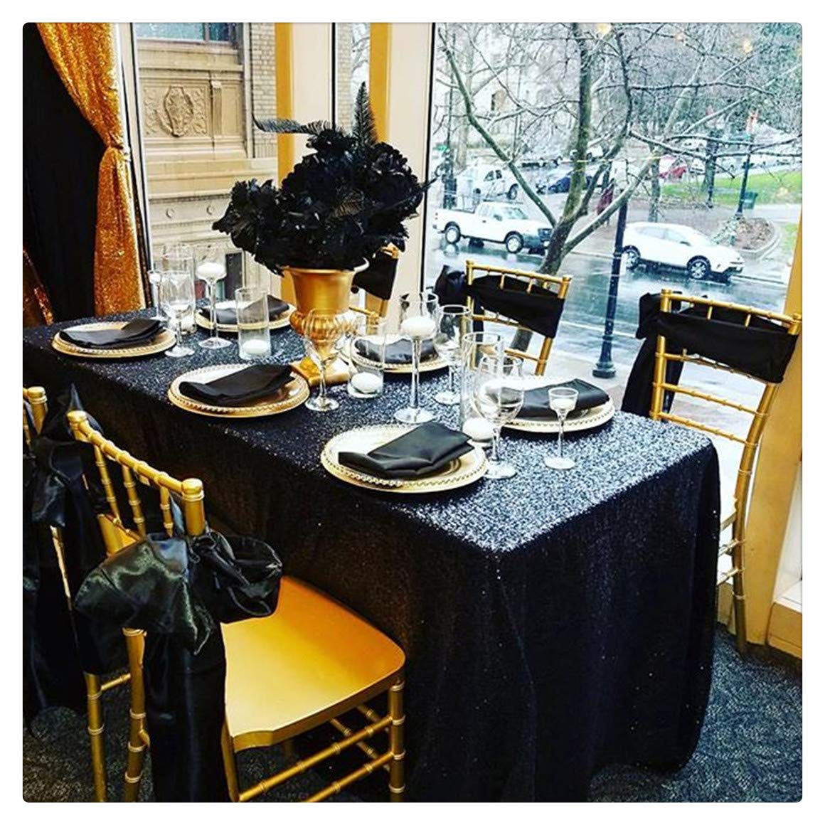 Best black table cloth sparkly