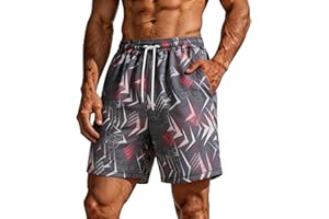 TIMIFIS Beach Shorts for Men Summer Quick Dry Bermuda Shorts Lightweight Drawstring Workout Short Fashion Print Soft Short