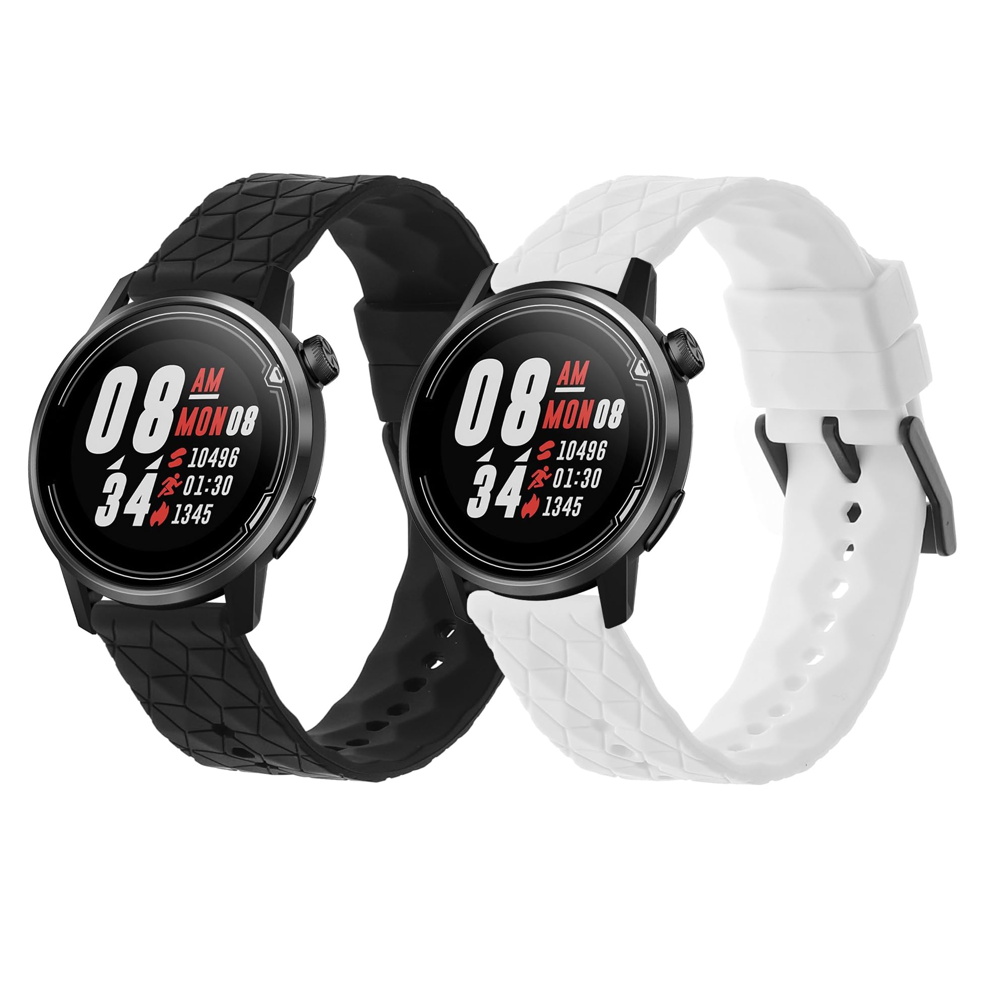 kwmobile 2x Straps for COROS PACE 2 / APEX (42mm) Watch Strap - Silicone Replacement Watch Strap Set - Replacement Bands Black/White — image 1