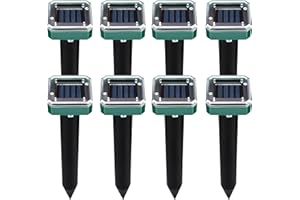 SSNMEI Solar Mole Repellent, 8 Pack Ultrasonic Mole Repellent Solar Powered, Waterproof Snake Vole Gopher Repellent for Garden & Yard, green