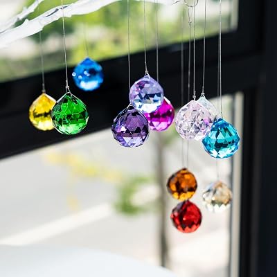 HDCRYSTALGIFTS 15pcs 30mm Crystal Ball Prism Sun Catchers Rainbow Maker