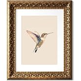 Wemandh Vintage Gold Framed Hummingbird Canvas Wall Art (8