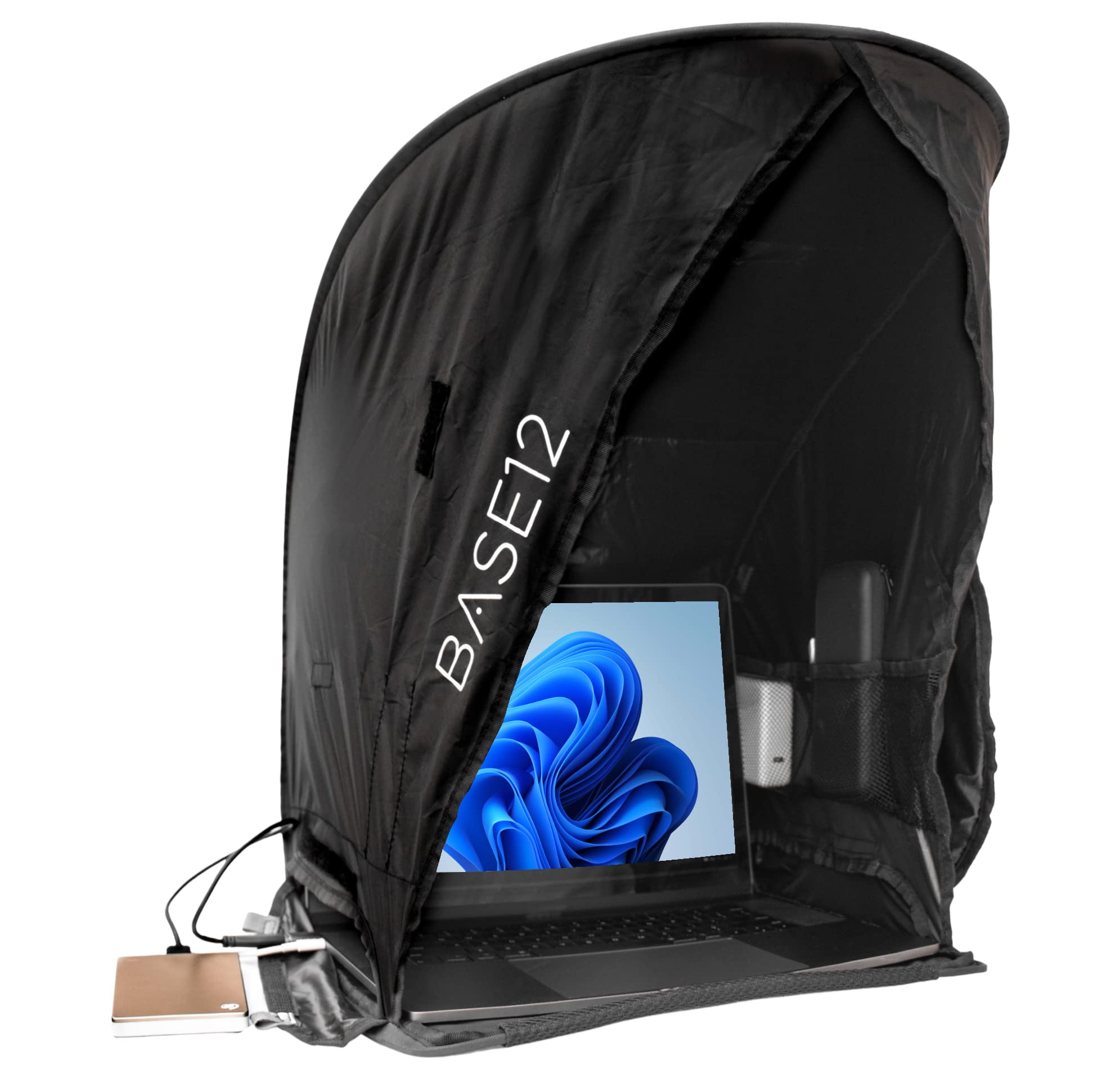 BASE12 Laptop Sun Shade Outdoor Foldable and Portable Glare Screen Hood Shield for Laptop Computers, Tablets and Smartphones
