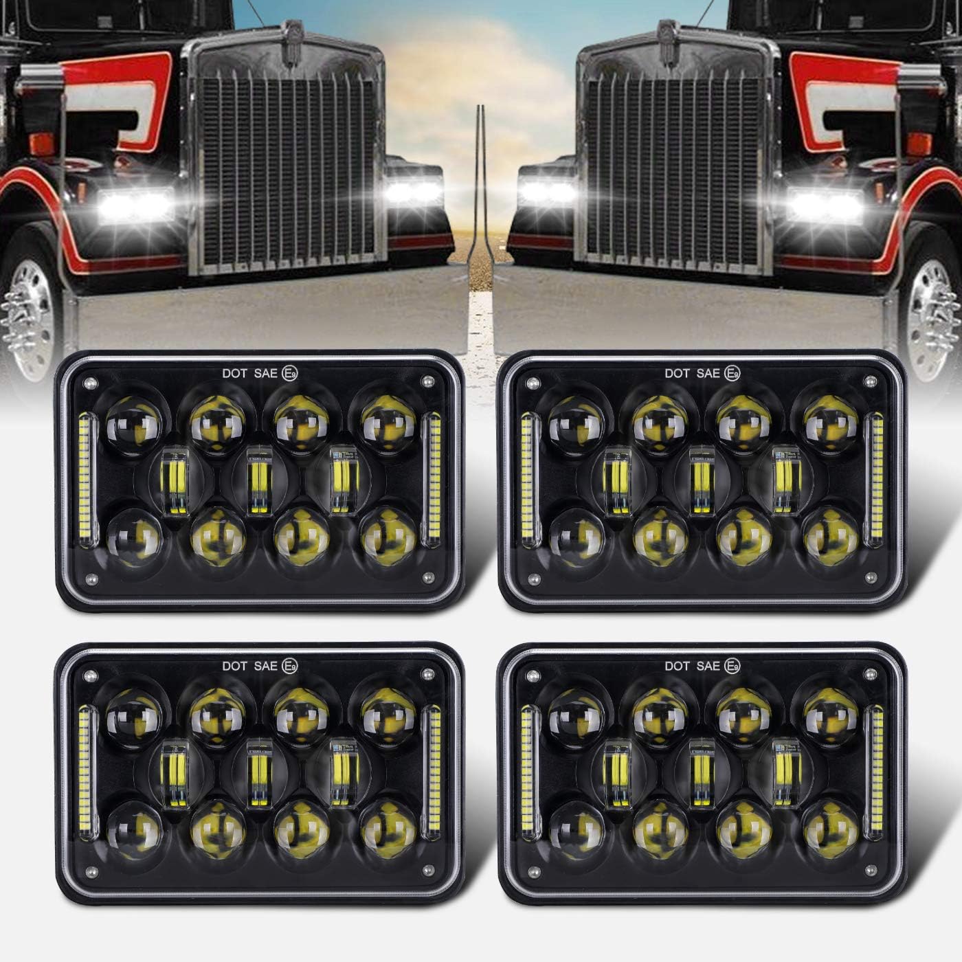 4X6" LED Headlights with DRL