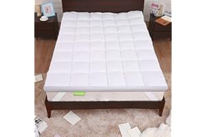 Nelaukoko Queen Mattress Pad Thick, Queen Thick Pillowtop Topper Mattress Cover Quilted Fitted Mattress Pad, 1000 GSM Down Alternative Fill Soft Pad with Elastic Bands Fit Up to 17" Deep