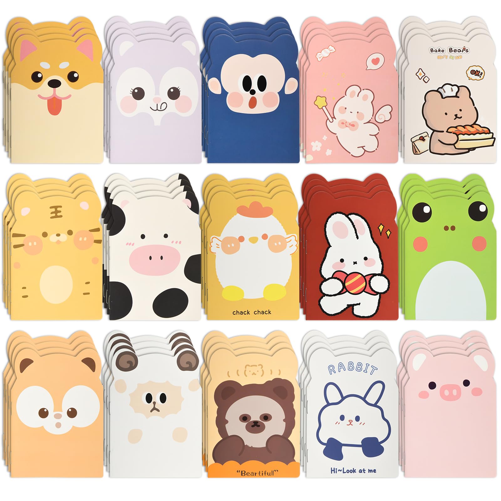 Photo 1 of 100 Packs Mini Notebooks for School Mini Cute Animal Notebooks Mini Notebooks Bulk for Christmas Day Office Classroom prizes College Ruled Pages(Cartoon Animals)