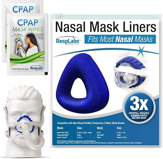 RespLabs CPAP Mask Liners for Nasal Masks, Reusable & Universal Soft