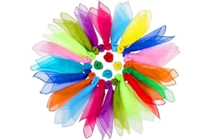 Colovis 36 Pcs Square Dance Scarves, Juggling Scarf Props Magic Trick Silk Scarves Music Movement Scarf 12 Colors 24 by 24 Inches