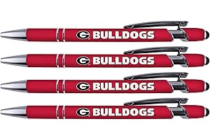 Greeting Pen – Georgia Bulldogs Licensed Metal Ballpoint Pen – Smooth Black Ink, Ideal University of Georgia presents, Stocking Stuffer or Alumni Keepsake - 4 PACK (4004)