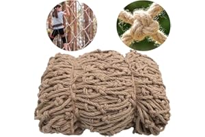 KINGPOUL Climbing Net,Hemp Rope Climbing Net,Kids Safety Net Rope,Fence Stairs Balcony Railings Garden Playground Protection Kids Playground Play Safety Net Outdoor Climbing Cargo Net,Heavy Duty Net-3.3x6.6FT