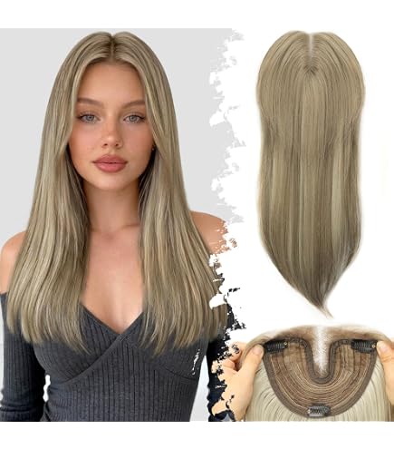 Lace Front Hair Toppers with Band for Women 5.5x4 Pre-cut Closed Lace Hairline Amazon.com : challeam Lace Front Hair Toppers with Band for  main image 4