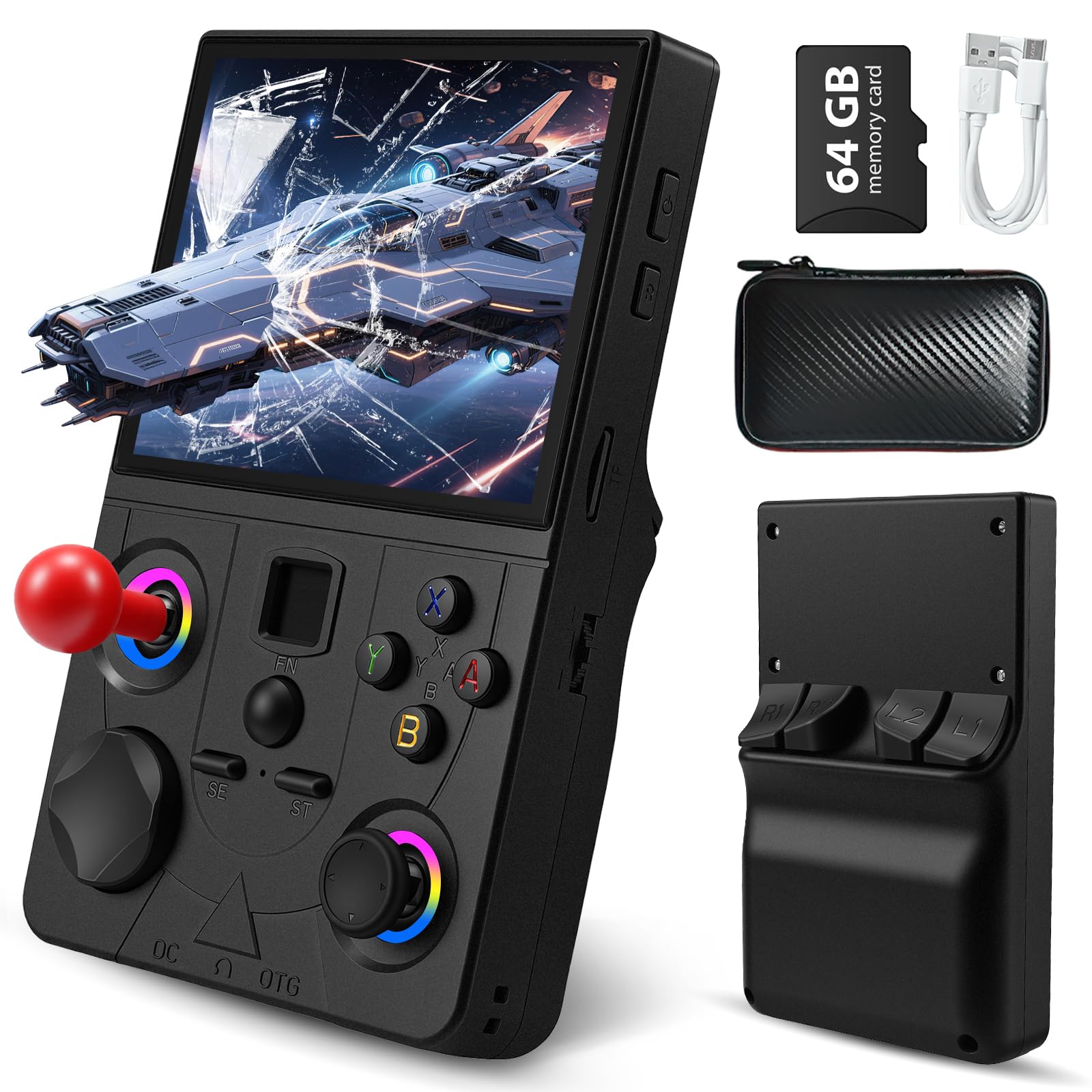 Photo 1 of ***FOR PARTS ONLY/ DAMAGED SCREEN AND JOYSTICK/ MISSING PIECES*** Retro Handheld Game Console, DC35V Retro Gaming Console 3.5’’IPS Screen Open Source Linux System Built-in 20000+Classic Games, 20+Emulators, Portable Video Gaming Console with 4000mAh Batte