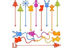 Howzcci 32 Pack Christmas Sticky Hands Toys Christmas Tree Hat Stocking Glove Deer Snowman Sticky Stretchy Toys for Kids Girls Boys Christmas Stocking Stuffers Christmas Party Favors Gifts