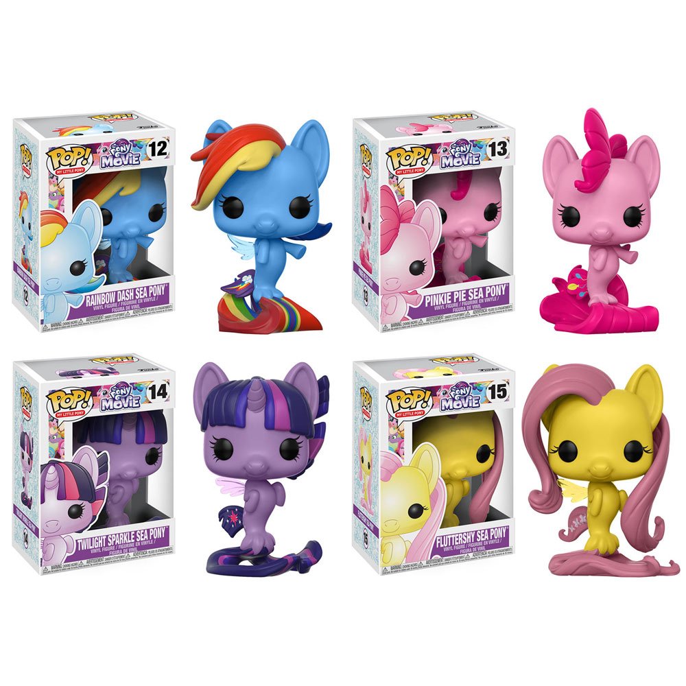 My Little Pony Pop MLP Movie Sea Ponies Rainbow Dash, Pinkie Pie, Twilight Sparkle, Fluttershy Vinyl Figures Set