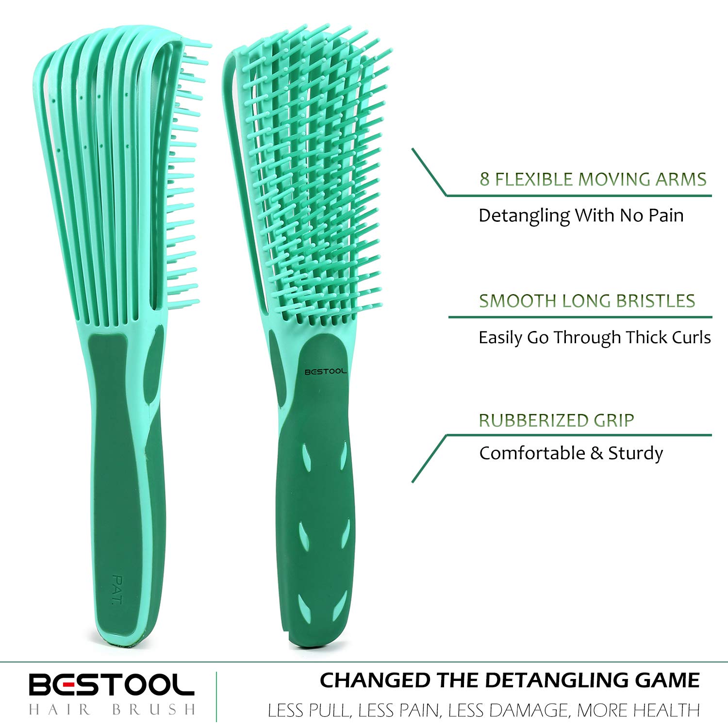 BESTOOL Detangling Brush for Black Natural Hair, Detangler Brush for Natural Black Hair Curly Hair Afro 3/4abc Texture, Faster n Easier Detangle Wet or Dry Hair with No Pain (Green): Beauty