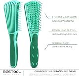 BESTOOL Detangle Hair Brush for Black Natural Hair Curly 3/4abc Texture Green view 2