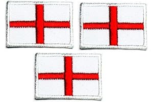 Umama Patch Set of 3 Mini Flag '' 0.6X1.1 '' England Flag Country Craft Fabric National Emblem England Flag Embroidered Applique Iron on Patch for Backpacks Jeans Jackets T-Shirt Clothing