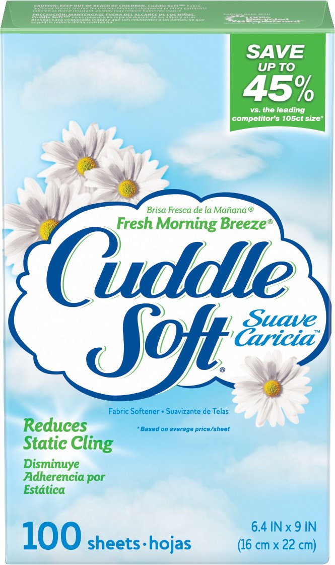 Sun Cuddle Soft Fabric Softener Dryer Sheets, Fresh Morning Breeze, 100 Count