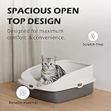 Vivo Technologies Cat Litter Tray Box Open Top with Free Scoop Dark Grey view 4