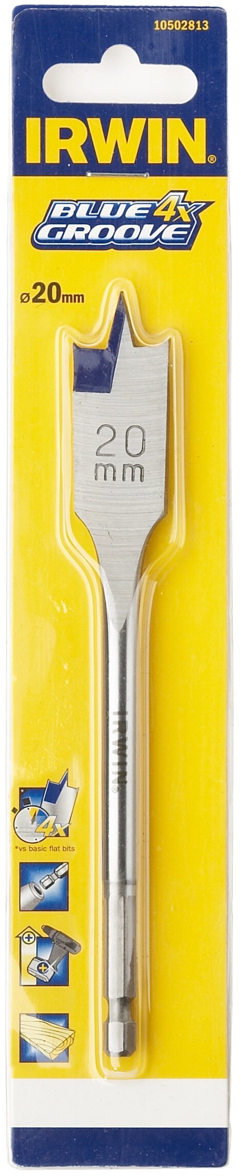 Irwin 10502823 4X Blue Groove Flat Bit, 40mm x 152mm