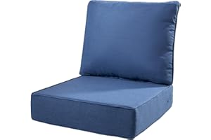 Pugire 6" Thick Outdoor Cushions 22x24x6, 1-Set Deep Seat Patio Cushions with Removable Cover, Waterproof & Fade Resistant Replacement for Wicker Chair, Loveseat, Sofa - Blue
