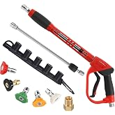 Tool Daily Deluxe Pressure Washer Gun, Replacement Wand Extension, 40 Inch | 5 Spray Nozzle Tips with Holder, M22 Fittings, 5