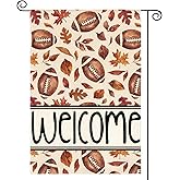 AVOIN colorlife Fall Football Garden Flag 12x18 Inch Double Sided Outside, Welcome Autumn Maple Leaves Seasonal Yard Outdoor Flag
