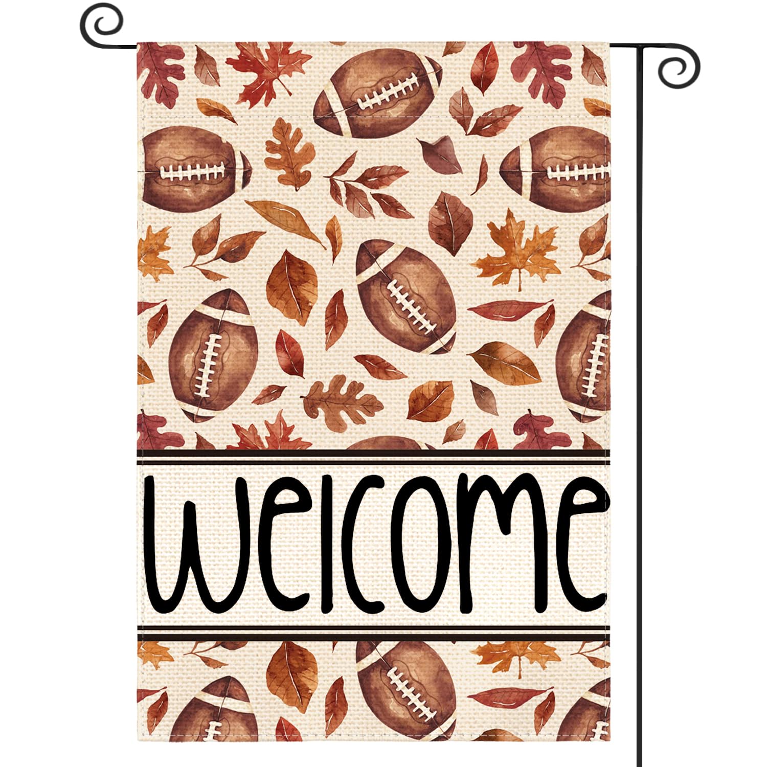 Photo 1 of AVOIN colorlife Fall Football Garden Flag 12x18 Inch Double Sided Outside, Welcome Autumn Maple Leaves Seasonal Yard Outdoor Flag