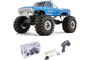 FCXㅤ FCX24 FMS 1/24 Smasher Monster RC Crawlers - FCX24 RC Truck 8km/h 2 Speed Transmission for Adults, 2.4Ghz Remote Control Car RTR with USB Charger (Blue)