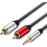 15 Ft 2RCA Male To Male Stereo Audio Cable - Nylon Braided Subwoofer/Aux Cord For Home Theater, Speakers, Amps